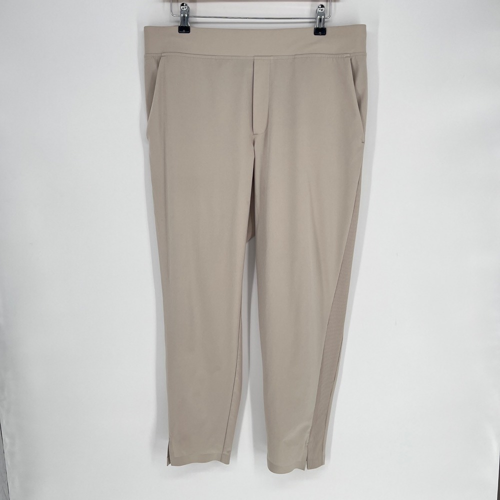 Athleta Brooklyn Ankle Pant 12 Beige Khaki Travel Stretch Tapered Pants - Picture 2 of 13